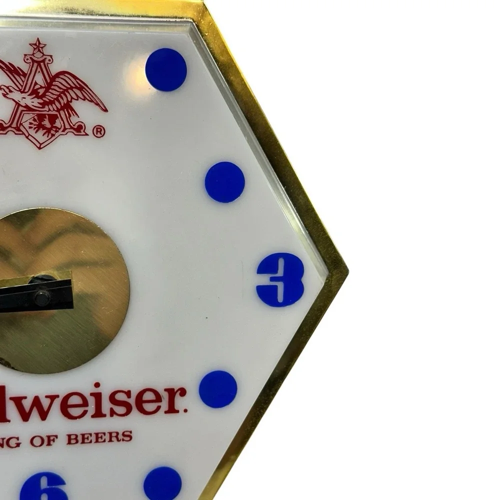 Vintage 1960s Budweiser Lighted Wall Clock Emerson Imperial Beer Bar Sign Works